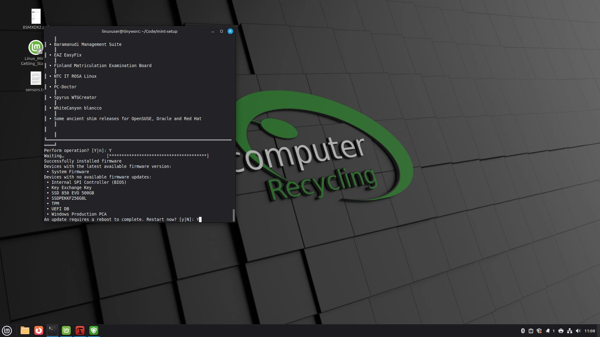 Scripted extra software, a specs PDF, system tweaks, and a BIOS update