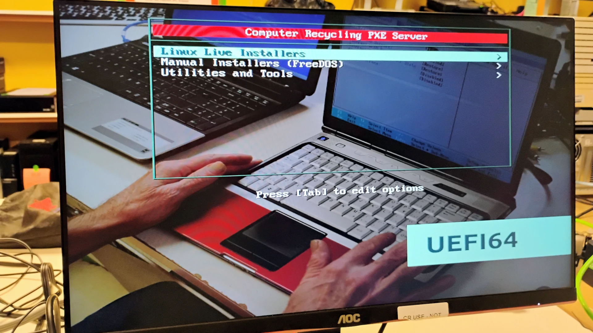 Our PXE Network boot menu