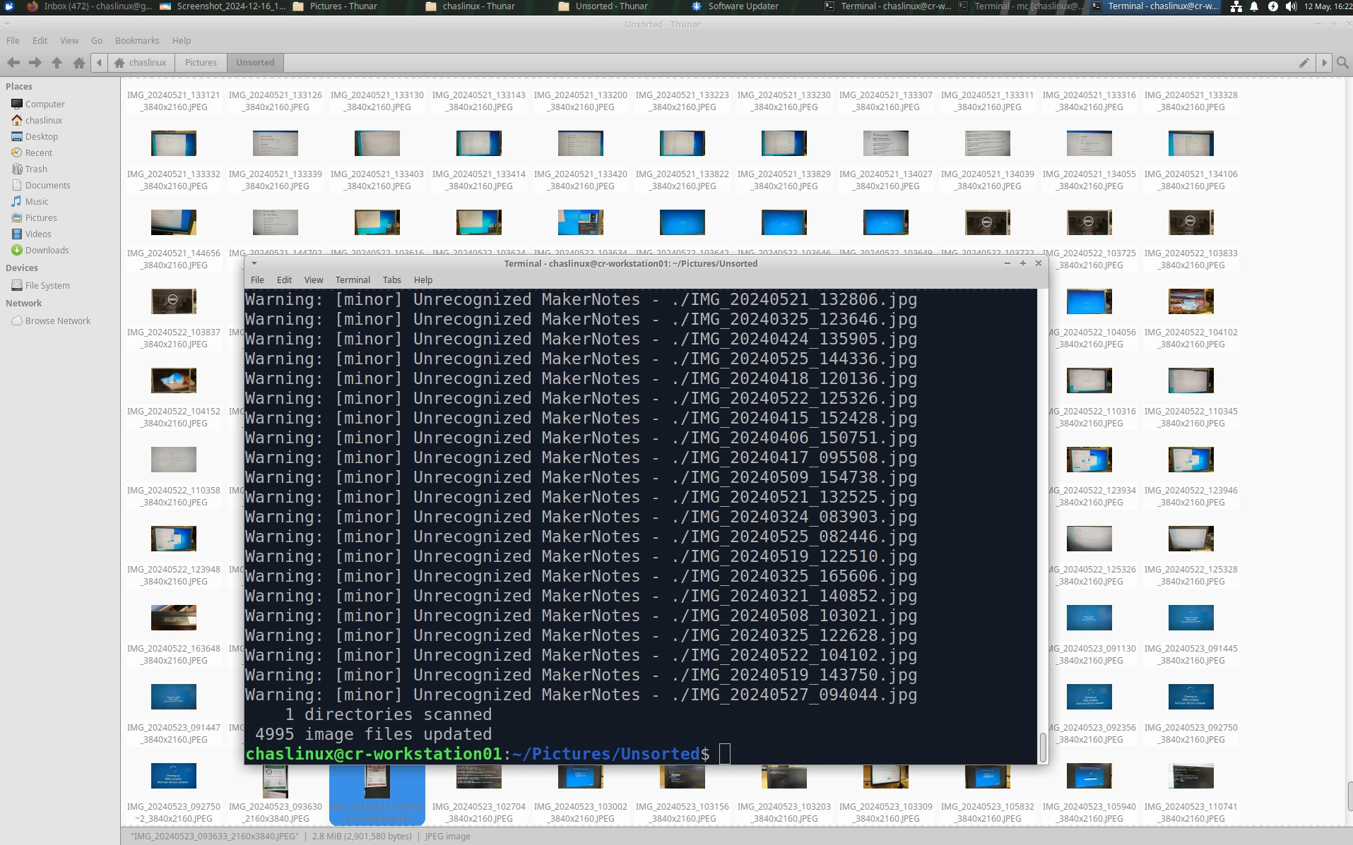 Files renamed with exiftool include resolution data