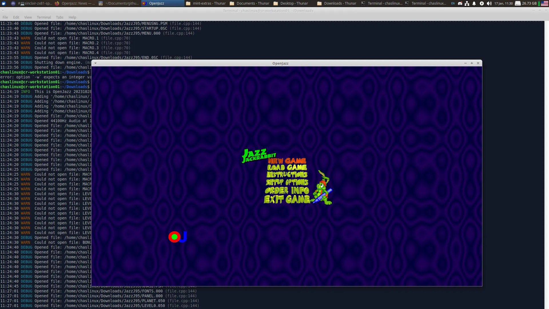 OpenJazz title screen